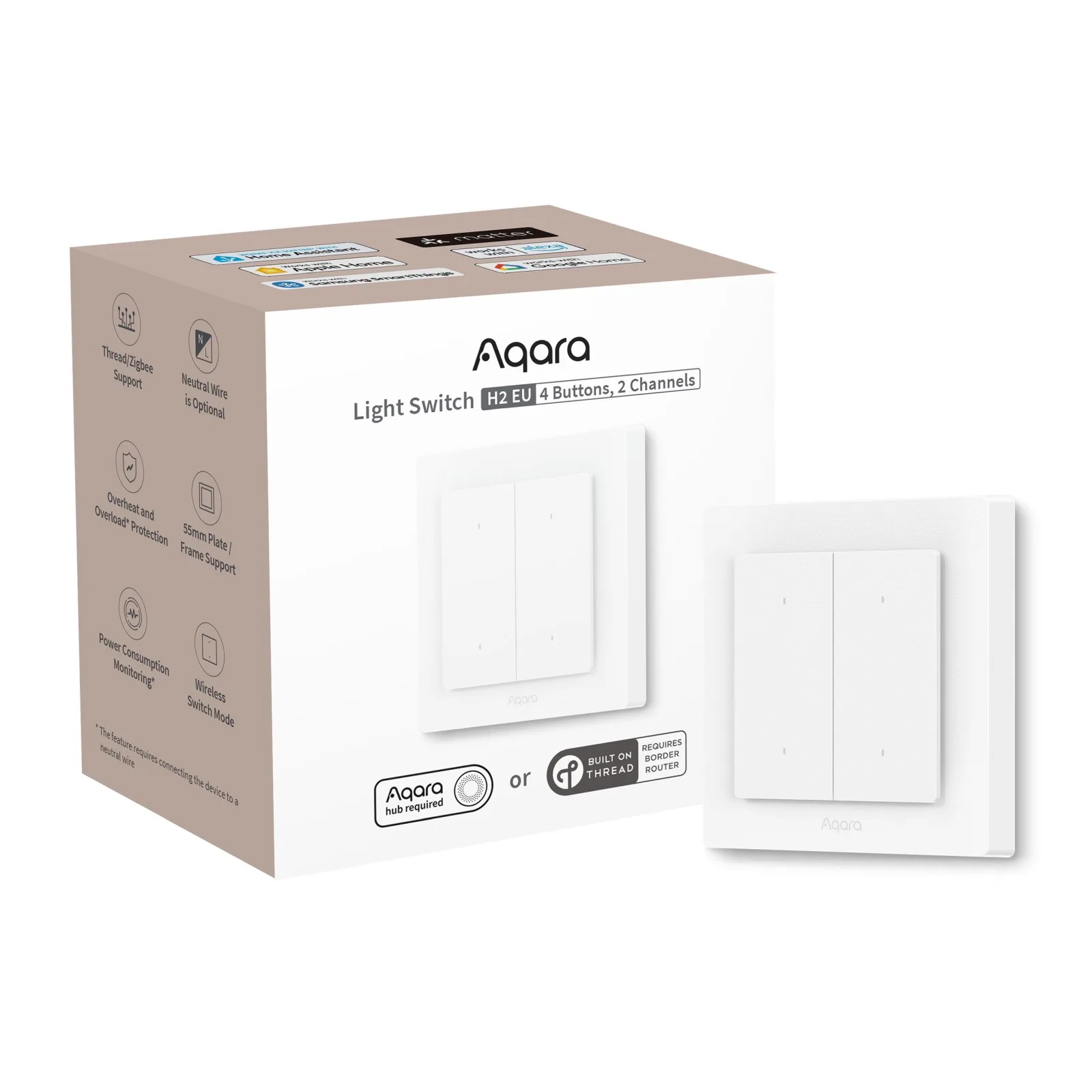 Aqara Smart Wall Switch H2 EU | 4 Buttons | 2 Channels